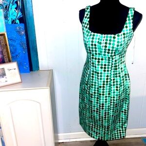 Calvin Klein Green Sheath Dress Sleeveless Square Neck